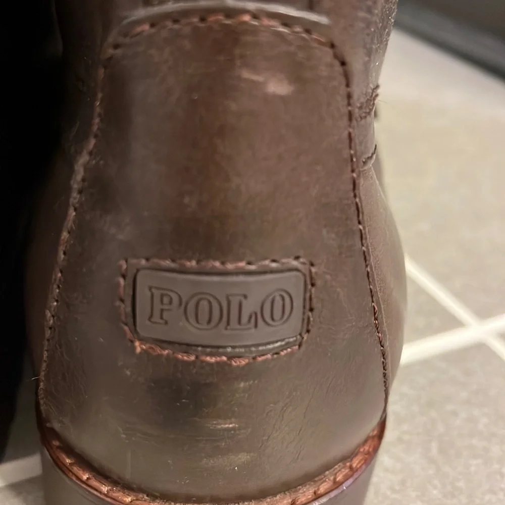 Polo Ralph Lauren Ranger County Boots Strap brown smooth leather Mens Size 12